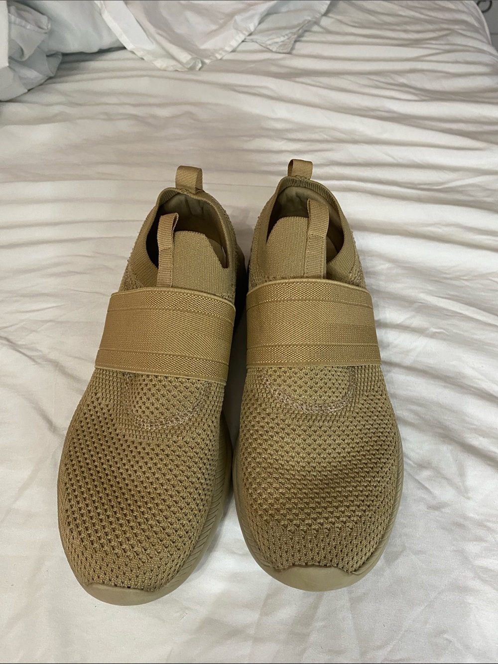 Athletic Works Slip-On Knit Sneakers in Tan-150
